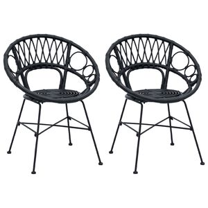 vidaXL &Eacute;tkezősz&eacute;k 2 db Rattan &eacute;s Vas Fekete 54 x 65 x 82 cm
