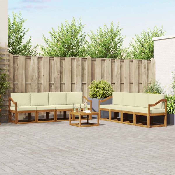 vidaXL K&uuml;lt&eacute;ri kanap&eacute; szett p&aacute;rn&aacute;val 9 pcs Term&eacute;szetes &eacute;s kr&eacute;msz&iacute;nű