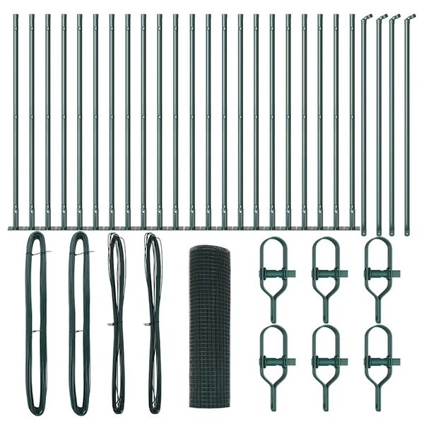 vidaXL Ker&iacute;t&eacute;soszlop Z&ouml;ld 50 x 0,6 m (25 x 25 mm h&aacute;l&oacute;) Ac&eacute;l &eacute;s PVC