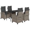 vidaXL 5 r&eacute;szes sz&uuml;rke polyrattan kerti &eacute;tkezőgarnit&uacute;ra p&aacute;rn&aacute;val