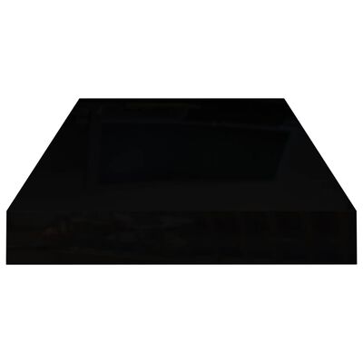 vidaXL 2 db magasfényű fekete MDF lebegő fali polc 50 x 23 x 3,8 cm