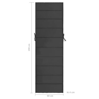 vidaXL antracitszürke napozóágy párna 190 x 60 x 4 cm