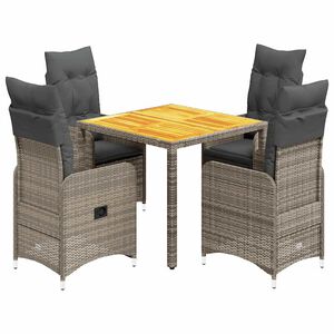vidaXL 5 r&eacute;szes sz&uuml;rke polyrattan kerti bisztr&oacute;garnit&uacute;ra p&aacute;rn&aacute;kkal