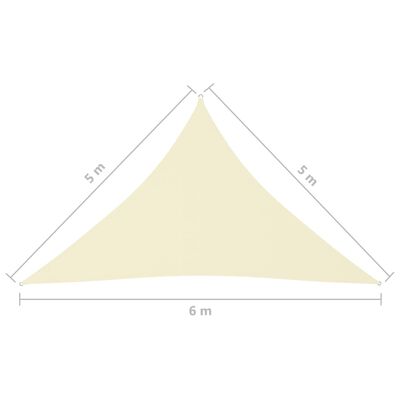 vidaXL krémszínű háromszögű oxford-szövet napvitorla 5 x 5 x 6 m