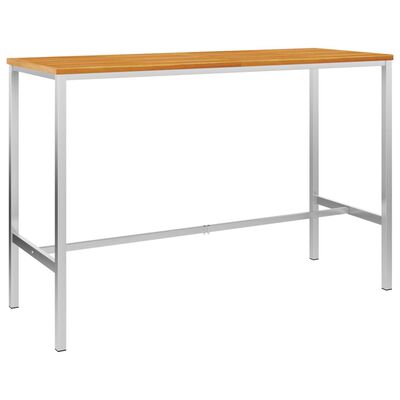 vidaXL tömör akácfa és rozsdamentes acél bárasztal 160 x 60 x 105 cm