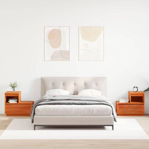 vidaXL &Eacute;jjeliszekr&eacute;ny 2 pcs Faggy&uacute; barna 60 x 34 x 51 cm Faanyag