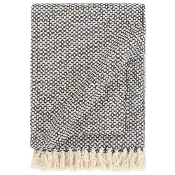 vidaXL tengerészkék pamutpléd 125 x 150 cm