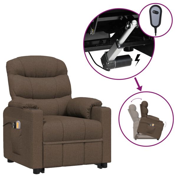 vidaXL barna sz&ouml;vet fel&aacute;ll&aacute;st seg&iacute;tő massz&aacute;zsfotel