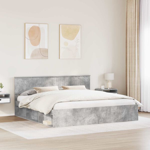 vidaXL &Aacute;gykeret fejt&aacute;ml&aacute;val Beton 200 x 200 cm T&ouml;m&ouml;r fenyőfa