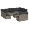 vidaXL 12 r&eacute;szes sz&uuml;rke polyrattan kerti &uuml;lőgarnit&uacute;ra p&aacute;rn&aacute;kkal
