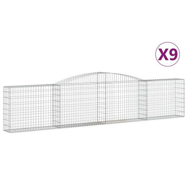 vidaXL 9 db íves horganyzott vas gabion kosár 400x30x80/100 cm