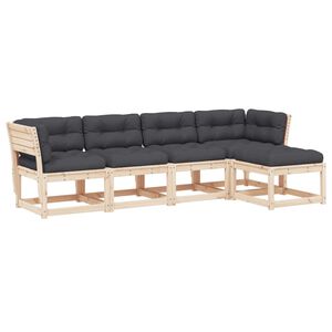 vidaXL 5 r&eacute;szes t&ouml;m&ouml;r fenyőfa kerti &uuml;lőgarnit&uacute;ra p&aacute;rn&aacute;val