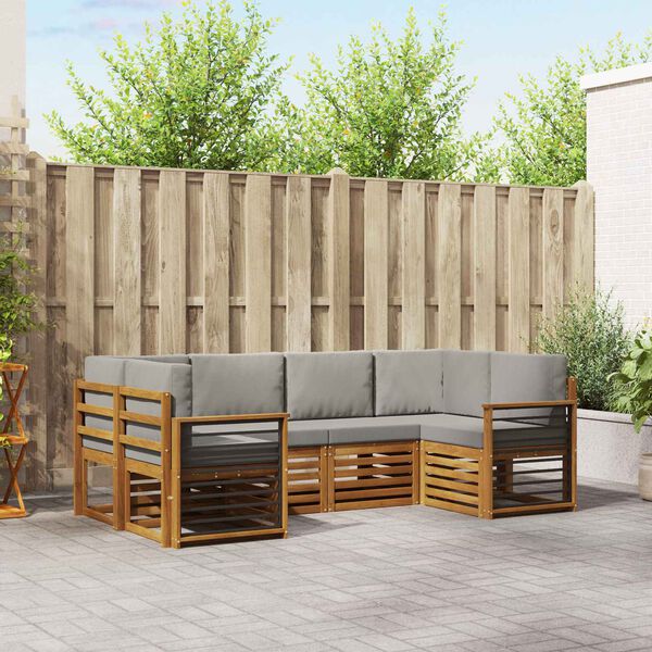 vidaXL Szegment&aacute;lt kanap&eacute; szett 6 pcs Term&eacute;szetes &eacute;s Vil&aacute;gossz&uuml;rke