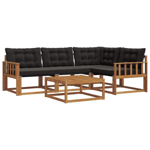 vidaXL K&uuml;lt&eacute;ri kanap&eacute; szett p&aacute;rn&aacute;val 5 pcs Term&eacute;szetes &eacute;s fekete