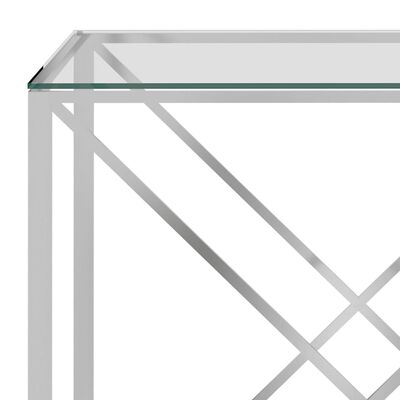 vidaXL ezüstszínű üveg és rozsdamentes acél dohányzóasztal 120x60x45cm