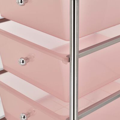 vidaXL 4 fiókos mozgatható rózsaszín műanyag tárolókocsi