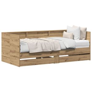 vidaXL Nappali&aacute;gy fi&oacute;kkal Artisan t&ouml;lgy 100 x 200 cm Szerelt Fa