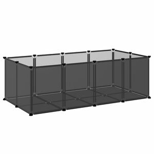 vidaXL fekete polipropil&eacute;n &eacute;s ac&eacute;l kis&aacute;llatketrec 144 x 74 x 46,5 cm
