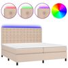 vidaXL cappuccino sz&iacute;nű műbőr rug&oacute;s &aacute;gy matraccal &eacute;s LED-del 200x200cm