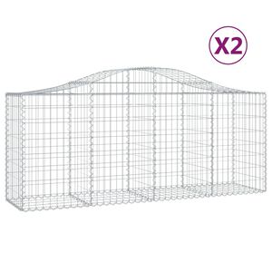 vidaXL 2 db &iacute;ves horganyzott vas gabion kos&aacute;r 200x50x80/100 cm