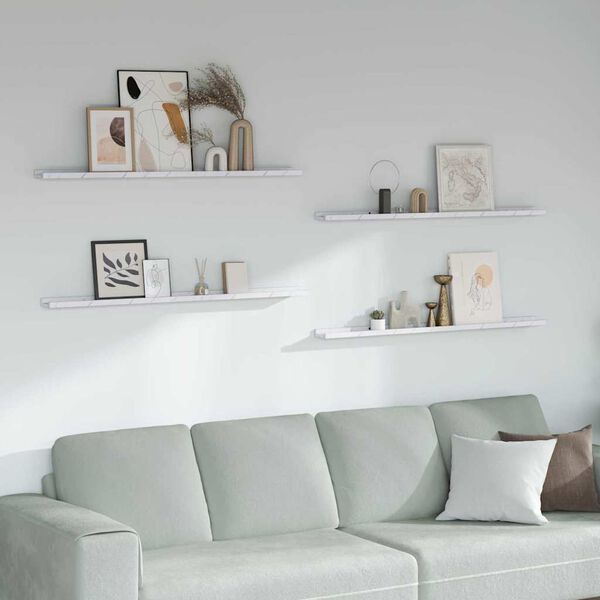 vidaXL Falpolc polcokkal 4 pcs Feh&eacute;r m&aacute;rv&aacute;ny 115 x 9 x 3 cm Faanyag