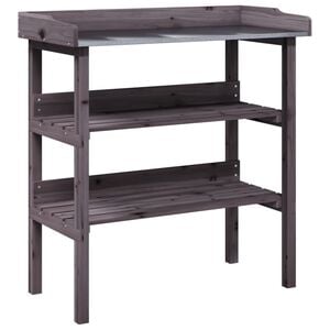 vidaXL sz&uuml;rke t&ouml;m&ouml;r fenyőfa n&ouml;v&eacute;nytart&oacute; asztal polcokkal 78x38x82,5 cm