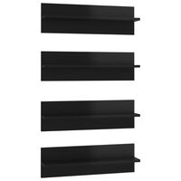 vidaXL 4 db magasfényű fekete forgácslap fali polc 60 x 11,5 x 18 cm