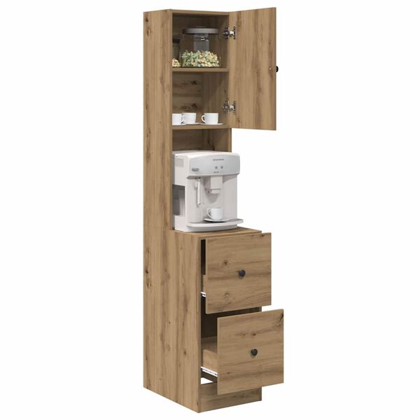 vidaXL Konyhai vitrin fi&oacute;kkal polcokkal Artisan t&ouml;lgy 32 x 50 x 180 cm