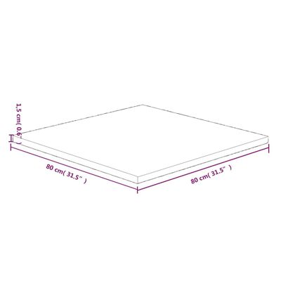 vidaXL sötétbarna kezelt tömör tölgyfa négyzet asztallap 80x80x1,5cm