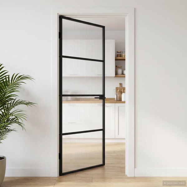 vidaXL Otthoni ajt&oacute; 83 x 201,5 x 3,5 cm Alum&iacute;nium &eacute;s Edzett &Uuml;veg