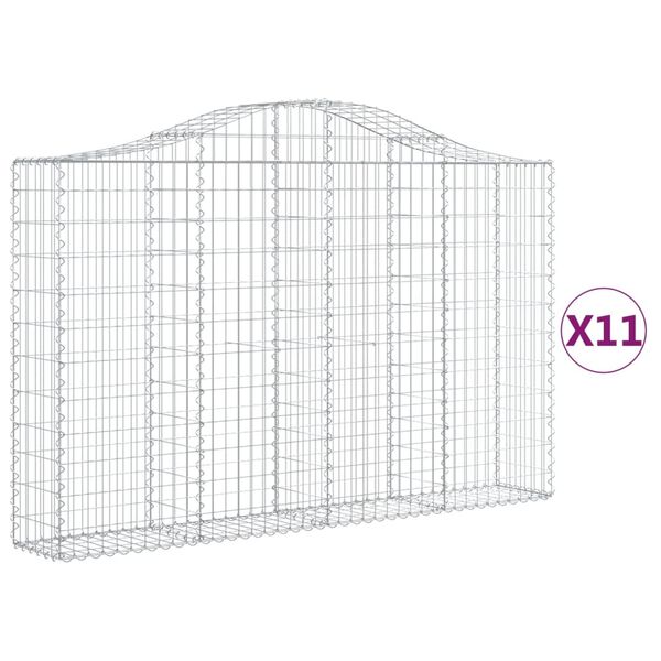 vidaXL 11 db &iacute;ves horganyzott vas gabion kos&aacute;r 200x30x120/140 cm