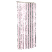 vidaXL ezüstszürke és rózsaszín zsenília rovarfüggöny 100 x 220 cm