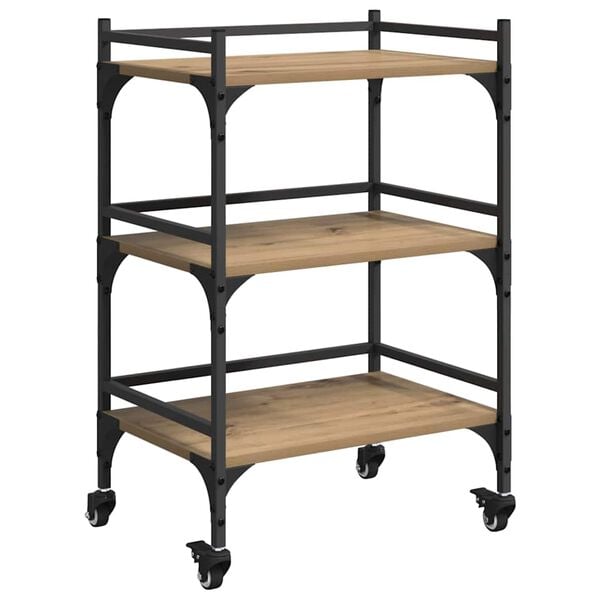 vidaXL Konyhai kocsi Artisan t&ouml;lgy 50 x 35 x 75.5 cm Faanyag