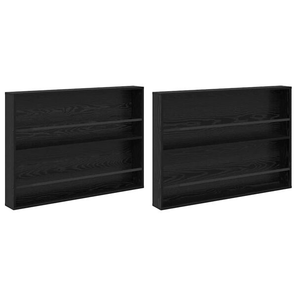 vidaXL Magazin &aacute;llv&aacute;ny 2 pcs Fekete t&ouml;lgy 100 x 12 x 70 cm Faanyag