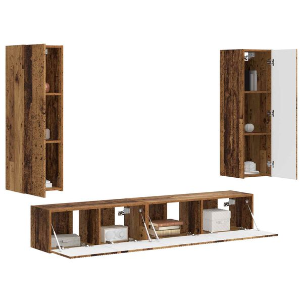 vidaXL TV szekr&eacute;ny garnit&uacute;ra Falra szerelhető 3 pcs &Ouml;reg fa Faanyag