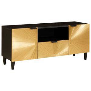 vidaXL TV szekr&eacute;ny Fekete &eacute;s Arany 105 x 33 x 46 cm Szerelt Fa