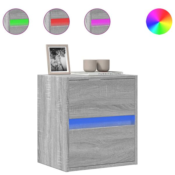 vidaXL sz&uuml;rke sonoma sz&iacute;nű fali TV-szekr&eacute;ny LED-del 41 x 31 x 45 cm