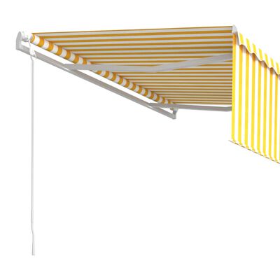 vidaXL sárga-fehér automata kihúzható napellenző redőnnyel 4,5 x 3 m