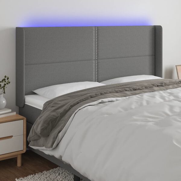 vidaXL s&ouml;t&eacute;tsz&uuml;rke sz&ouml;vet LED-es fejt&aacute;mla 183x16x118/128 cm