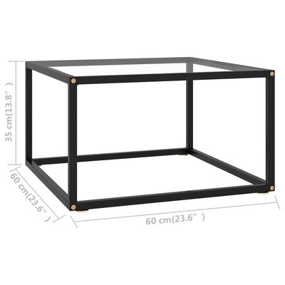 vidaXL fekete dohányzóasztal edzett üveggel 60 x 60 x 35 cm