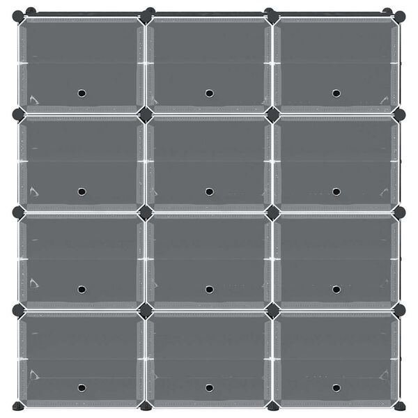 vidaXL fekete polipropil&eacute;n t&aacute;rol&oacute;kocka 12 db kock&aacute;val &eacute;s ajt&oacute;kkal