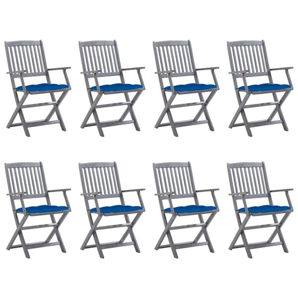 vidaXL 8 db &ouml;sszecsukhat&oacute; t&ouml;m&ouml;r ak&aacute;cfa kerti sz&eacute;k p&aacute;rn&aacute;kkal