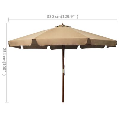 vidaXL tópszínű kültéri napernyő farúddal 330 cm