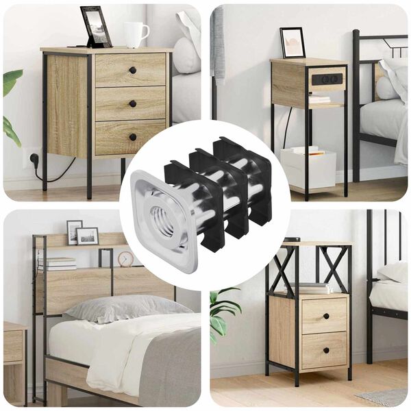 vidaXL Menetes csőbet&eacute;t 12 pcs Fekete &eacute;s Ez&uuml;st 15,8 x 15,8 x 22,5 mm