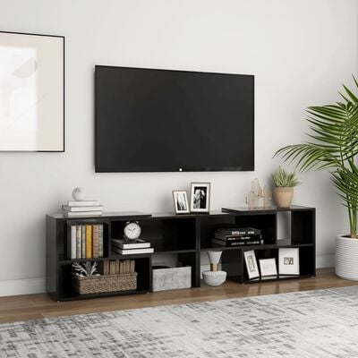 vidaXL magasfényű fekete forgácslap TV-szekrény 149 x 30 x 52 cm
