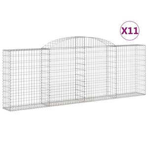 vidaXL 11 db &iacute;ves horganyzott vas gabion kos&aacute;r 300 x 30 x 100/120 cm