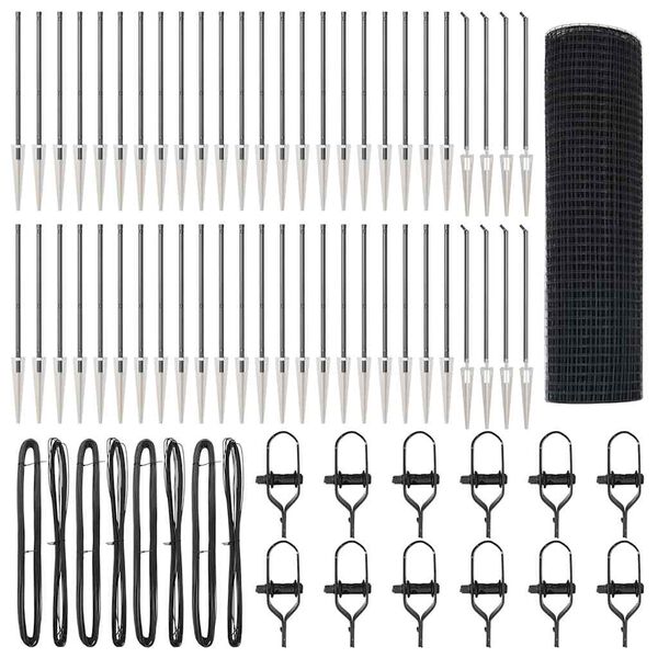 vidaXL Ker&iacute;t&eacute;soszlop Sz&uuml;rke 100 x 0,5 m (25 x 25 mm h&aacute;l&oacute;) Ac&eacute;l &eacute;s PVC