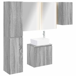 vidaXL F&uuml;rdőszobai Szekr&eacute;ny Szett 5 db Sz&uuml;rke Sonoma Szerelt Fa