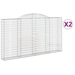 vidaXL 2 db &iacute;ves horganyzott vas gabion kos&aacute;r 300x30x160/180 cm