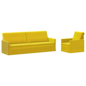 vidaXL Kanap&eacute; Szett 2 pcs S&aacute;rga B&aacute;rsony